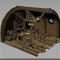 Rustic Nautical Ship Cabin Interior With Wooden Barrels Ship Wheel And Swords