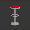 Modern Bar Stool With Red Padded Seat And Silver Metal Frame 3d model