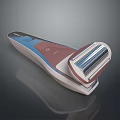 Modern Handheld Electric Shaver With Blue Pink White Design And Multiple Blades