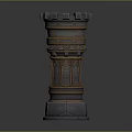 Ornate Medieval Castle Towers With Crenellated Tops And Decorative Stone Bases