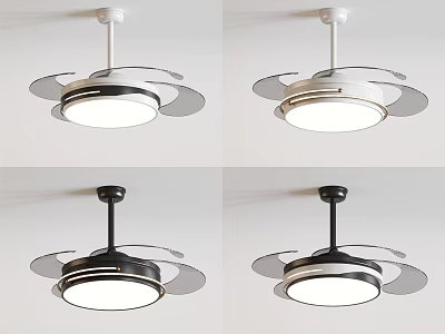 Modern Ceiling Mounted Air Conditioning Fan With Light In Black White Silver Styles 3d model