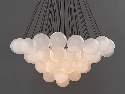 Elegant Modern Clustered White Spherical Bulb Chandelier With Black Hanging Wires 3d model