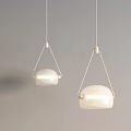 Two Modern White Dome Shaped Pendant Lights Hanging in Interior 3d model