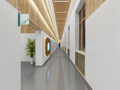 Modern hospital aisle hospital aisle waiting area front desk 3d model