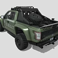 Green Los Angeles SWAT Tactical Pickup Truck With Roof Rack And Off Road Tires