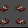 Classic Wooden Bed Furniture With Pink Mattress White Quilt And Pillows