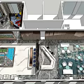 Modern Sales Office Interior With Marble Reception Desk Display Area And Seating