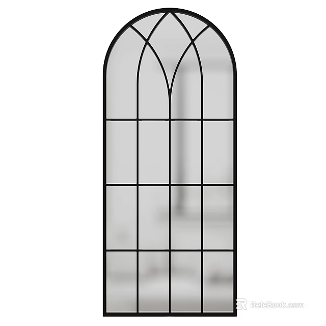Elegant Arched Top Floor to Ceiling Window With Grid Pattern and Tall Narrow Design 3d model 