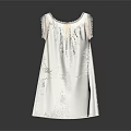 White Sleeveless Dress With Pearl Trim Round Neck And Loose Fit Design