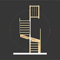 Wooden Spiral Staircase Architectural Model with White Base and Dark Background