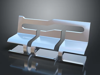 Modern Open Back Stainless Steel Three Seat Public Chair For Outdoor Areas 3d model