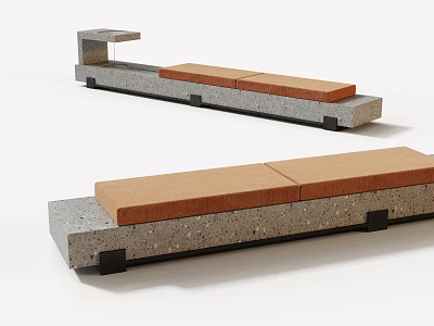 Modern Minimalist Coffee Table With Concrete Base And Brown Wooden Top Interior Design Style 3d model