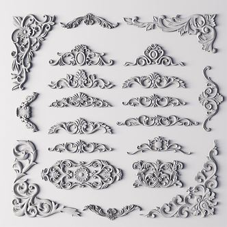 European-style carved corner line 3d model