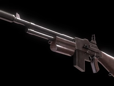 Detailed Metal Rifle With Wooden Stock Shiny Barrel Spring Component And Magazine 3d model