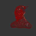 Cybernetic Character Head Sculpture With Biomechanical Creature Features And Glowing Eyes
