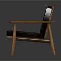 Comfortable Wooden Frame Leisure Chair With Dark Padded Upholstery And Armrests