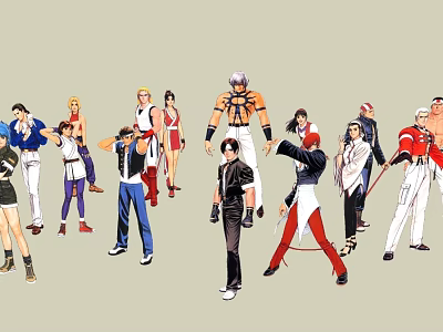 Collection of Game and Movie Characters in Diverse Outfits and Dynamic Poses 3d model