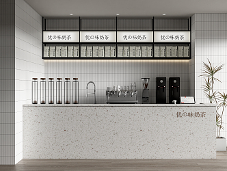 Modern Milk Tea Shop Milk Tea Shop Cashier Coffee Bar Water Bar Front Desk Coffee Machine 3d model