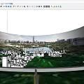 Sand Table for Urban Planning with Building Models Lake and Green Areas