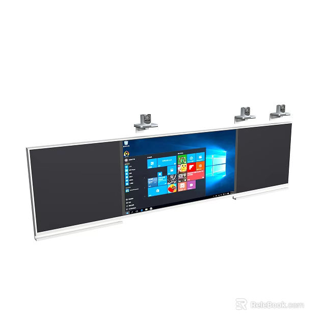 Silver Top Mounts On Long Rectangular Device With Windows Interface Screen And Black Side Panels 3d model 