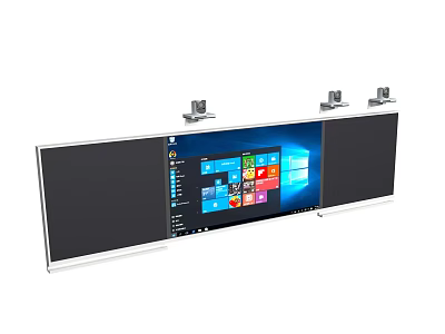 Silver Top Mounts On Long Rectangular Device With Windows Interface Screen And Black Side Panels 3d model