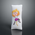 Cute White Pillow Featuring Cartoon Cat Eared Girl With Yellow Hair And Red Eyes