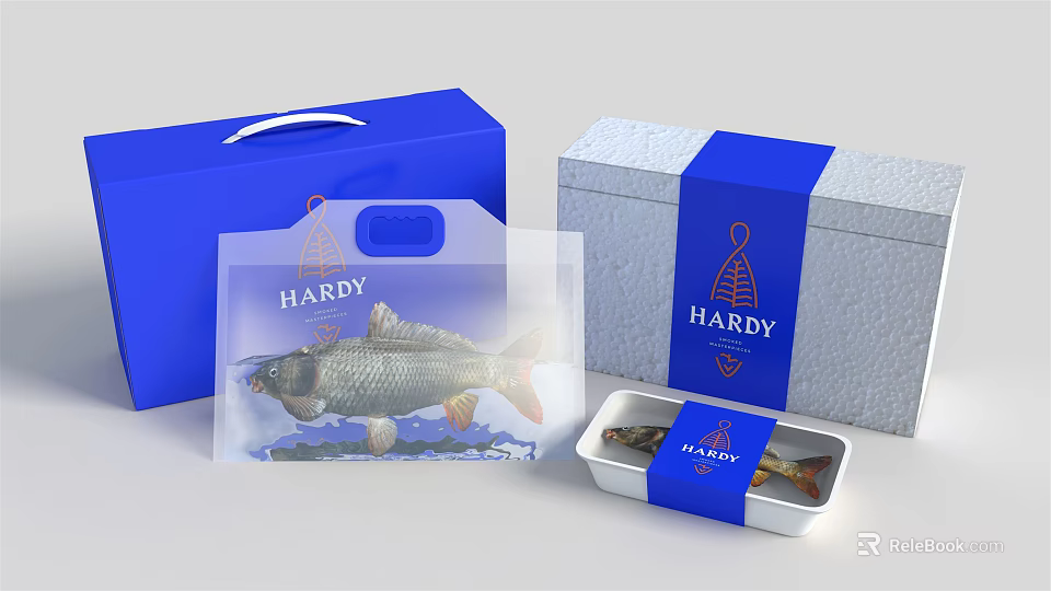 Hardy Decorative Ornament Set With Blue Box Transparent Bag Gray Gift Box And Metal Case 3d model 