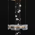 Elegant Modern Chandeliers With Spiral Crystal Strips And Round Glass Ornaments