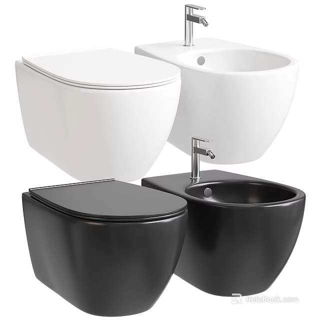 Modern White and Black Toilet Designs with Sleek Contemporary Styles and Clean Lines 3d model 