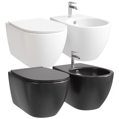 Modern White and Black Toilet Designs with Sleek Contemporary Styles and Clean Lines 3d model