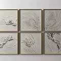 Six Textured Wave Art Panels With Neutral Frames For Wall Decor 3d model
