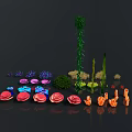Colorful Tropical Fish Swimming Among Vibrant Coral And Green Sea Plants