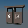 Public Facility Roofed Classified Trash Bin With Recyclable And Non Recyclable Symbols