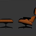 Black And Orange Leather Tufted Armchair With Matching Ottoman And Classic Design