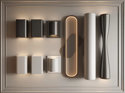 Contemporary Wall Lamps With Various Shapes And Black White Color Designs 3d model