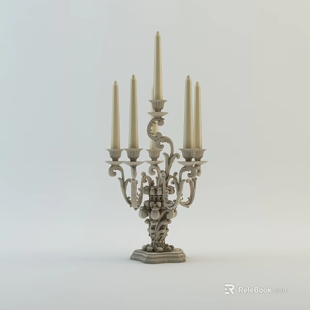 Ornate Vintage Candelabra With Multiple Candle Holders And Intricate Base Design 3d model 