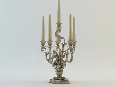 Ornate Vintage Candelabra With Multiple Candle Holders And Intricate Base Design 3d model