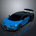 Blue And Black Luxury Sports Car With Rear Spoiler Black Roof And Shiny Body