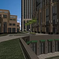 Modern High Rise Office Building With Glass Facade And Illuminated Windows At Sunset