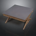 Modern Coffee Table With Gray Top And Wooden Crossed Legs Design