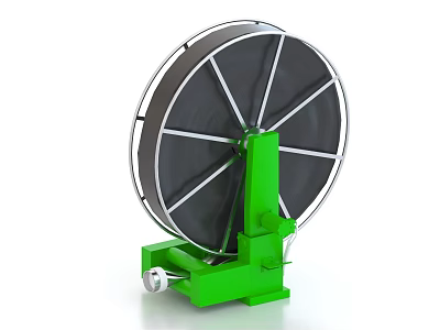 Heavy Duty Industrial Equipment With Green Base Black Drum And Metal Frame 3d model