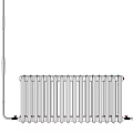 Wall Mounted Silver Metal Radiator With Connecting Pipes For Home Heating Interior
