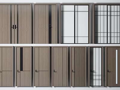 Various Modern Swing Doors With Wooden And Glass Panel Designs For Interior 3d model