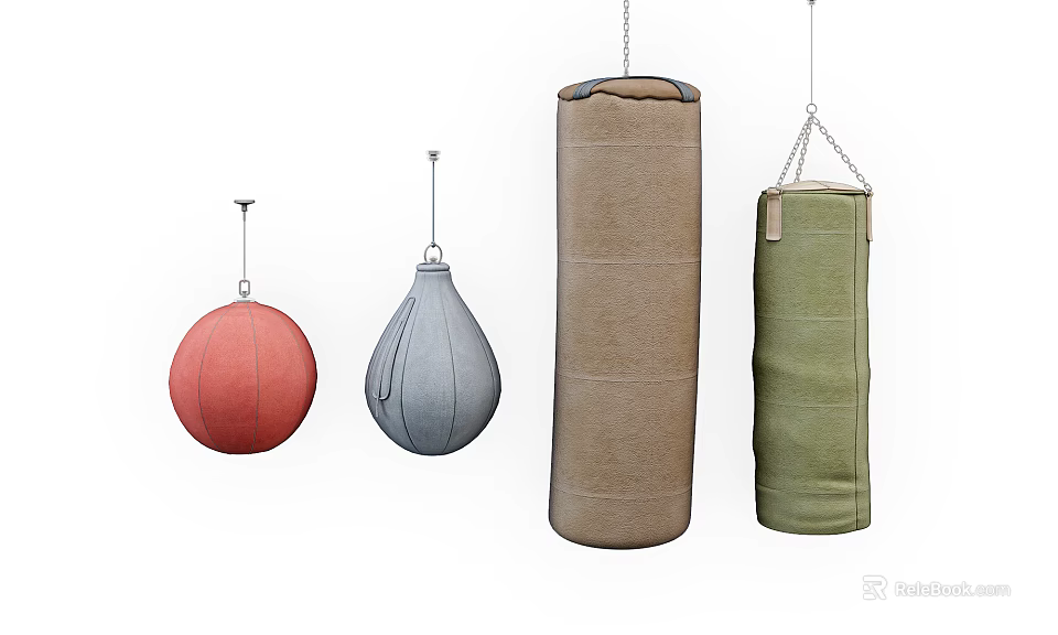 Sports Equipment Hanging Punching Bags with Various Types Different Shapes and Colors 3d model 