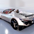 Silver Convertible Sports Car With Modern Aerodynamic Body Black Wheels And Red Seats
