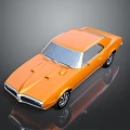 Orange Classic Muscle Car With Sleek Design And Black Wheels On Dark Surface
