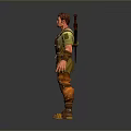 Man Wearing Yellow Shirt Brown Pants With Waist Belt And Sword On Back Fantasy Character