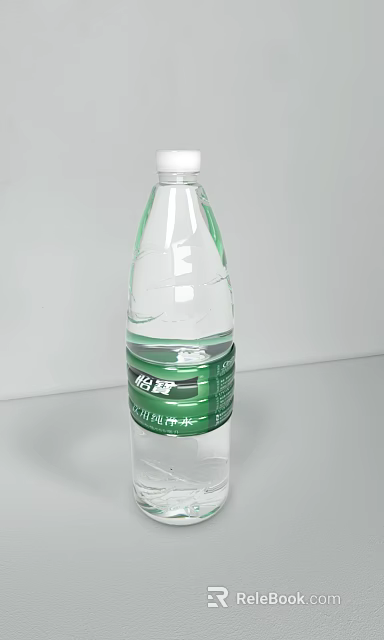 C'estbon Purified Drinking Water in Transparent Bottle with Green Label 3d model 