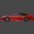Red Two Door Modified Sports Car With Sleek Body And Black Wheels