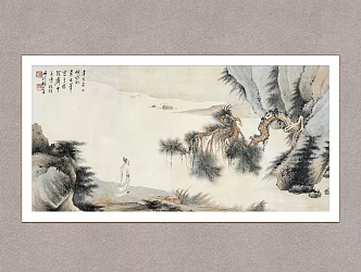 Decorative Painting Landscape Painting Hu Ruosi Gao Shixing Yin Tu Traditional Chinese Painting 3d model